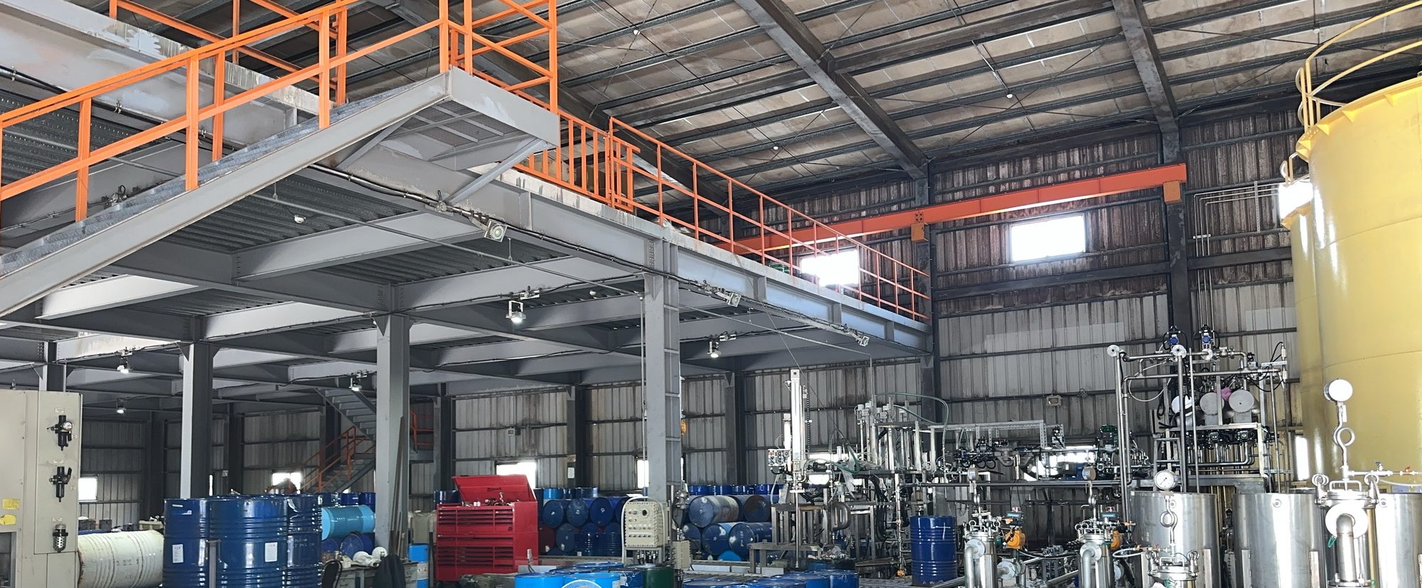 Filling hall with drums, piping and mezzanine at CFI Changhua
